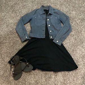 Adorable high neck black cotton dress Small